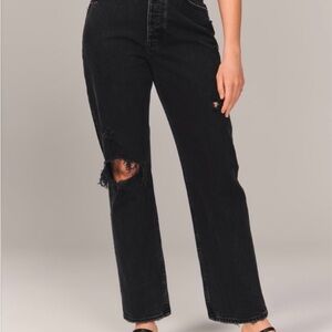 Abercrombie & Fitch Black Straight Leg Jeans Curve Love